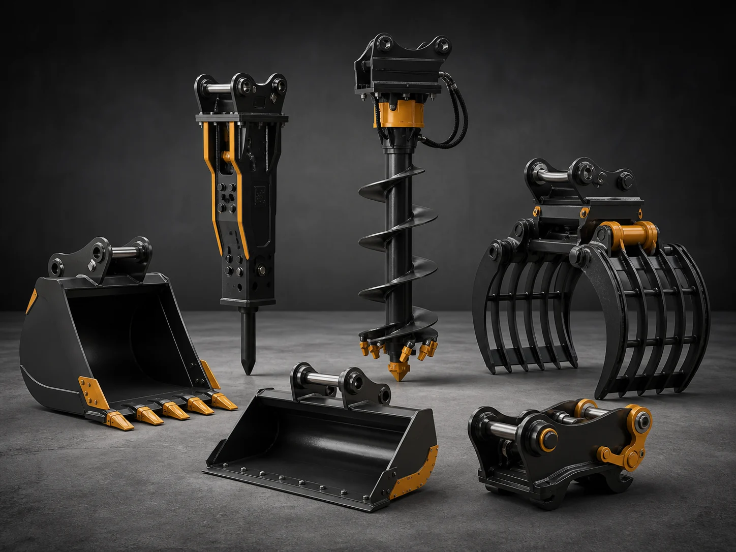 Standalone buckets, breakers, augers and machine attachments