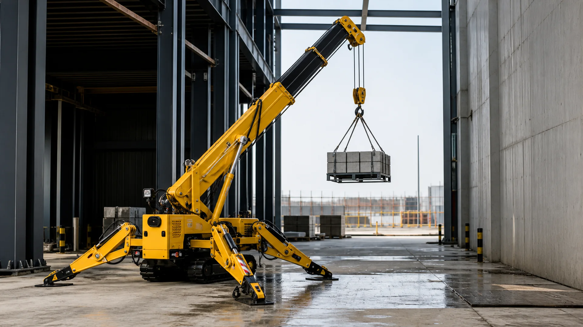 CASDE spider crane for restricted space lifting